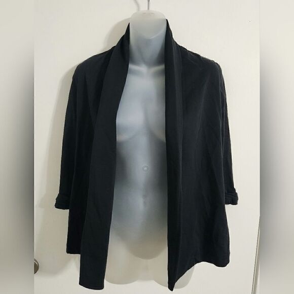 Theory black open front stretchy soft cardigan 3/4 length sleeve size Xs - Picture 1 of 4